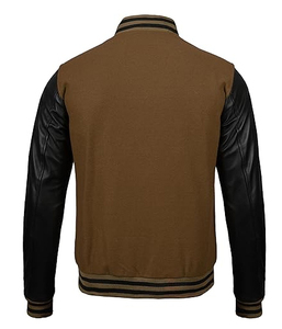 Chaqueta universitaria de lana con mangas de cuero de nuevo estilo, chaqueta universitaria con logotipo personalizado para hombre - Product Image 2