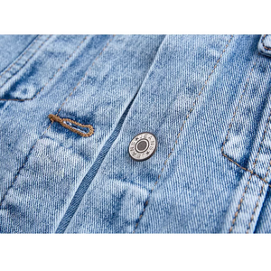 Veste en jean pour femme Kivotech de qualité supérieure, lavée à la pierre, avec broderie de perles de haute qualité sur toute la surface, logo personnalisé sur les vestes en jean - Product Image 5
