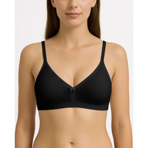 Soutien-gorge sans fil en coton à col en V pour femme, ajustable, respirant, confortable, avec bonnets rembourrés, fermeture à agrafes, taille 170, design fin et sans coutures - Product Image 2