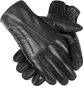 Gants d'hiver pour hommes d'affaires à la mode doublés chauds en cuir véritable Logo personnalisé Respirant Étanche Compatible avec les écrans tactiles Full - Product Image 2