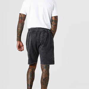 Pantalones cortos de hombre con estampado de algodón puro 100% de peso pesado lavado con ácido vintage con logotipo personalizado, pantalones cortos de fabricante de malla sólida de talla XS - Product Image 2