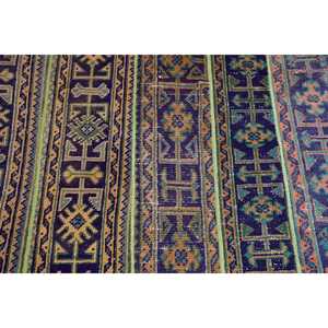 Alfombra Turca Vintage de 2.8x9.3 pies, Alfombra Oriental Azul de Lana - Product Image 4