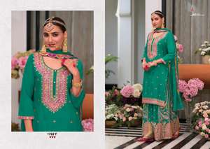 Indian Designer Heavy Salwar Plazo <b>Suit</b> With Dupatta, Pakistani Fancy Salwar <b>Suit</b>, <b>Wedding</b> Party Wear Dress. - Product Image 4