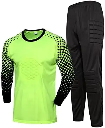 El último conjunto de uniforme de portero de fútbol para niños, camisetas y pantalones de portero acolchados, disfraces de portero de fútbol