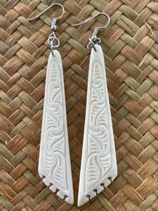 Pendientes de hueso de Búfalo Blanco antiguo hechos a mano estilo Animal náutico pulido impermeable con ágata hecha a mano por amor - Product Image 3