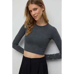 Camiseta Casual de Mujer 100% Algodón con Adornos de Perlas y Piedras, Transpirable y Ajustada, Tallas XS a XL - Product Image 2