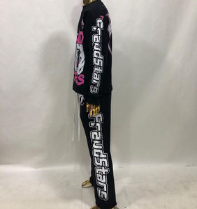 Haute qualité 100% coton hiver antistatique 2 pièces survêtement ensemble de survêtement avec pantalon de survêtement imprimé et sweat à capuche pour hommes - Product Image 1