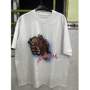 Venta al por mayor personalizada transpirable algodón camiseta de gran tamaño y peso pesado 300gsm Unisex estilo callejero Vietnam seda estampado tejido de punto - Product Image 3