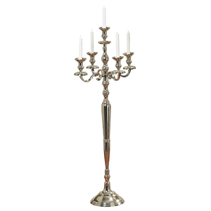 การออกแบบที่ไม่ซ้ํากันขนาดสูงโลหะอลูมิเนียมเชิงเทียนงานแต่งงานและตกแต่งบ้านเงินสําเร็จรูปกลางสําหรับตกแต่งโต๊ะ - Product Image 2