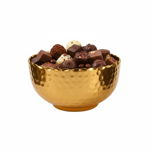 Bol à chocolat de qualité supérieure en or martelé de forme incurvée, bol de service en métal vintage pour les événements et les cadeaux d'occasion spéciale - Product Image 6