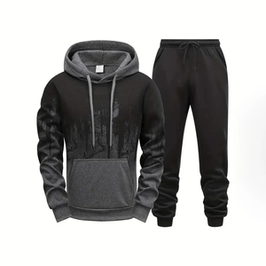Survêtements de sport d'automne personnalisés pas chers pour hommes avec imprimé et design à franges, 100% coton, coupe ample, vêtements de sport de jogging - Product Image 1