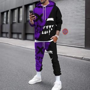 High Quality Customize Sublimation Printed Sweat Suits New Stylish <b>Slim</b>-Fit Tracksuits Casual Cotton Breathable 2 Piece Set - Product Image 2