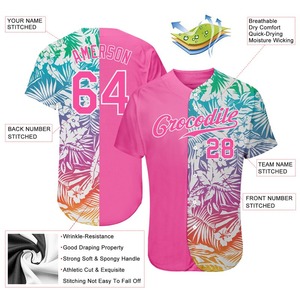 Jersey de béisbol auténtico con diseño de patrón 3D personalizado con hojas de palmeras tropicales - Product Image 4