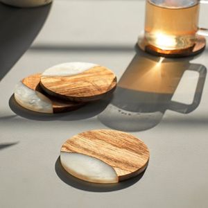 Home Decor Housewarming Gift Wood & Resin Handcrafted <b>Coasters</b> Mat for Desktop Absorbent Coffee Cup Table Slate <b>Coaster</b> <b>Cork</b> Mat - Product Image 5