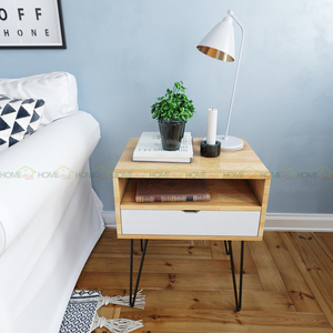 SFTDG011-Scandinavian Style 1-Drawer Nightstand PINLEG Bedroom Furniture with Elegant Drawer Design - Product Image 1