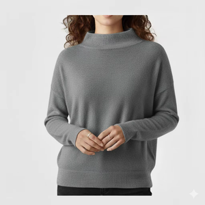 Sweat-shirt oversize à col montant avec badge à sequins pour femme, en molleton de coton premium, écologique, chaud, coupe ample, décontracté, streetwear d'hiver - Product Image 1