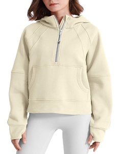 Sweat à Capuche Surdimensionné à Demi-fermeture Éclair pour Femme, Couleur Personnalisée, Manches Longues, Sweat à Capuche Surdimensionné à Demi-fermeture Éclair pour Femme, Vêtement en Gros - Product Image 1