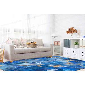 Printed <b>Rug</b>: Shimmery Luxury Nursery Blue Marble Accent,<b>Chenille</b> <b>Rug</b> - Product Image 4
