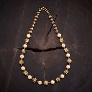 Collier Mala antique 158352 en bois religieux avec motifs de boules de diamant, de chiffres et de fleurs, et pompon, pour cadeaux, fiançailles, ou à porter avec un pull - Product Image 4