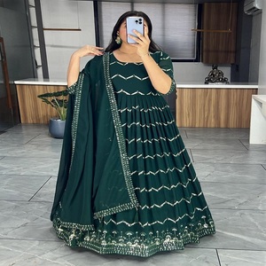 Dernier Designer Faux Georgette Broderie Séquence Anarkali Robe Par FabZone - Product Image 1