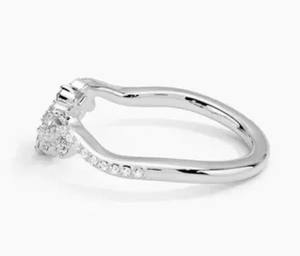 Anillo de Chevron Floral para Mujer, Diamante de Laboratorio de 0.25CT, Platino 950, Hecho a Mano, Sin Níquel, Engaste de Puntas, para Boda o Compromiso - Product Image 4