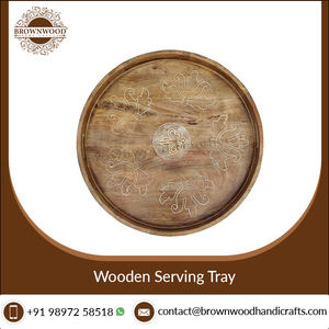 <b>Large</b> Round <b>Wooden</b> Tray Handmade Custom Solid Mango Wood with Handles Serving Tray Wholesale Price Perfect for Kitchen - Product Image 2
