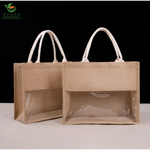 Wholesale shopping bags with customizable logo made from jute 100% eco friendly see through bags - Product Image 5