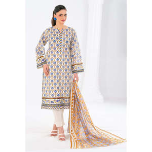 Ensemble décontracté 3 pièces imprimé style uni, longueur genou, en tissu lawn, avec décorations en diamant, respirant, numérique, ODM CLP-52216 XS pour tenue d'été - Product Image 5