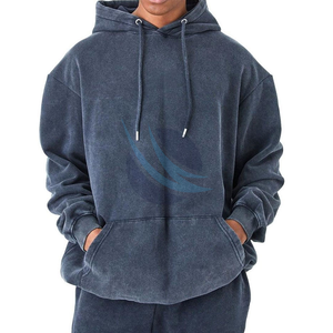 Chándal de gran tamaño de algodón 100%, chándal de invierno lavado con ácido, chándal transpirable para hombre, chándal con logotipo personalizado de alta calidad - Product Image 3