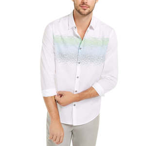 Camicia Casual da Uomo Alfani in Popeline 100% Cotone, Vestibilità Classica, Traspirante, Bianca, Colletto con Bottoni, Motivo a Righe Astratte, Taglia XX Large (6XL) - Product Image 1