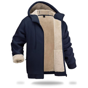 Sudadera con Capucha para Hombre, Forro Sherpa, Estilo Lavado Ácido, Tejido Sólido, Peso Pesado, Poliéster/Algodón - Product Image 3