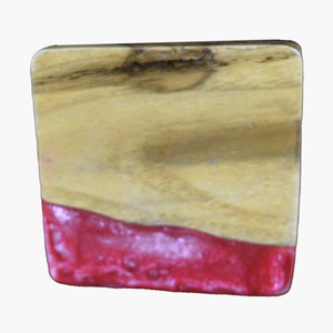 Meubles de cuisine en bois massif faits à la main avec résine époxy rouge pour - Product Image 1