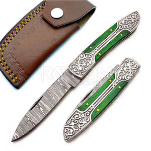 Couteau de chasse pliant Damas de haute qualité Design compact et élégant avec manche en bois OEM personnalisable pour les projets de bricolage - Product Image 4