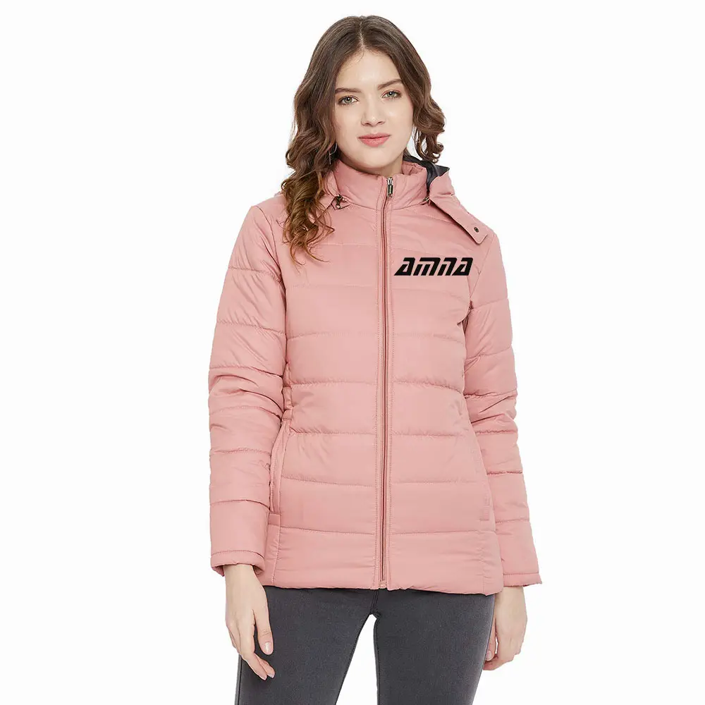 Chaqueta acolchada de talla grande para mujer, abrigo largo de Color rosa con capucha extraíble, abrigos cálidos para niña