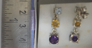 Boucles d'oreilles en cristal de topaze bleue, améthyste et citrine, élégantes et séduisantes - Product Image 1