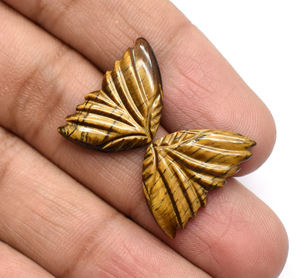 Pares de mariposa de piedra de ojo de tigre natural, cristal de cuarzo, joyería de enemigo tallada a mano, regalos de cristal, cristal 14,30 Cts 22X14mm - Product Image 3