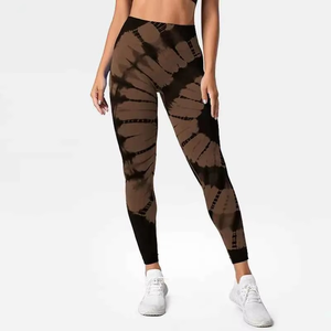 New Fashion Seamless High Waist <b>Yoga</b> <b>Pants</b> for <b>Women</b> Tie-Dye Leggings with Drawstring Closure for Fitness Workout Gym Activewear - Product Image 1