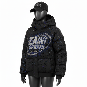 Veste matelassée d'hiver pour femmes, tissu en polyester de haute qualité, design matelassé, strass, logo personnalisé, veste matelassée pour femmes - Product Image 4