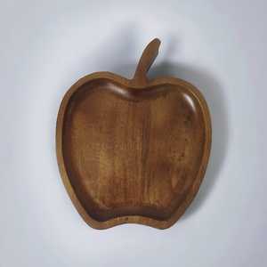 Vajilla artesanal india, plato de madera de mango Natural en forma de manzana, regalos de navidad únicos para comida, bandejas decorativas de frutas secas - Product Image 3