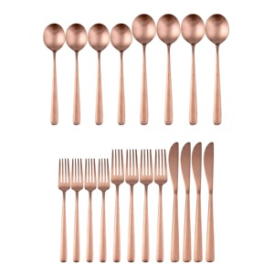 Ensemble de couverts de mariage en bois rose doré de luxe moderne, finition mate, service de couverts pour 4, cuivre satiné - Product Image 4