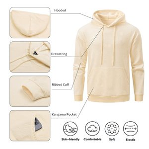 Men's Casual Hooded <b>Sweatshirt</b> <b>Long</b> Sleeves Zipper Solid Color Pullover 100% Cotton Winter - Product Image 5