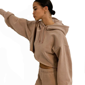Nouveau meilleur Design Crop Top Hoodies pour femmes et Offre Spéciale matériau frais personnalisable col montant hiver Crop Top Hoodies - Product Image 5