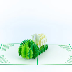 การ์ดอวยพรกระดาษสี3D สีเขียวและสีขาวบัตรของขวัญงานหัตถกรรมรูปสัตว์บัตรป๊อปอัพสำหรับโอกาสต่างๆ - Product Image 1