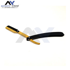 Navajas de Afeitar Rectas de Calidad Profesional para Barbería, Ligeras, de Acero Inoxidable, con Bloqueo Giratorio, Premium en Dorado y Negro, Navajas OEM para Salón - Product Image 5
