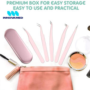 Lot de 5 pinces à épiler pour extensions de cils en acier de différentes couleurs - Product Image 6