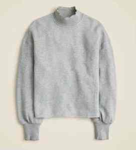 Sudadera de felpa de algodón francés para mujer, Color liso bordado, cuello simulado, estilo informal de gran tamaño para Primavera, otoño e invierno, Frente - Product Image 6