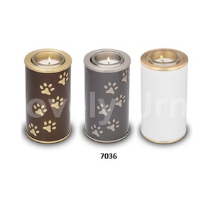 Urna de cremación de candelita de latón Rosa girasol de latón con esmalte dorado y rosa con bolsa de terciopelo gratis - Product Image 5