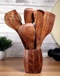 Ustensiles de cuisine en bois d'acacia de teck naturel Offre Spéciale personnalisés, y compris des spatules et des cuillères pour cuisiner pour les fêtes - Product Image 3