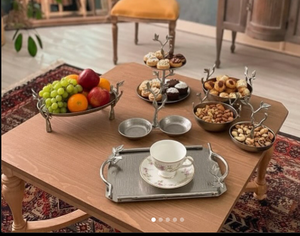 Bols et plateaux en métal modernes de luxe avec motif de plantes/fleurs pour la décoration intérieure salade fruits noix bols inde - Product Image 4