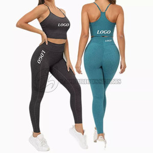 Vêtements de sport pour femmes ensemble de Yoga sangle réglable rembourré débardeur & Scrunch bout à bout Legging soutien-gorge motif solide grande taille Fitness vêtements de Yoga - Product Image 1